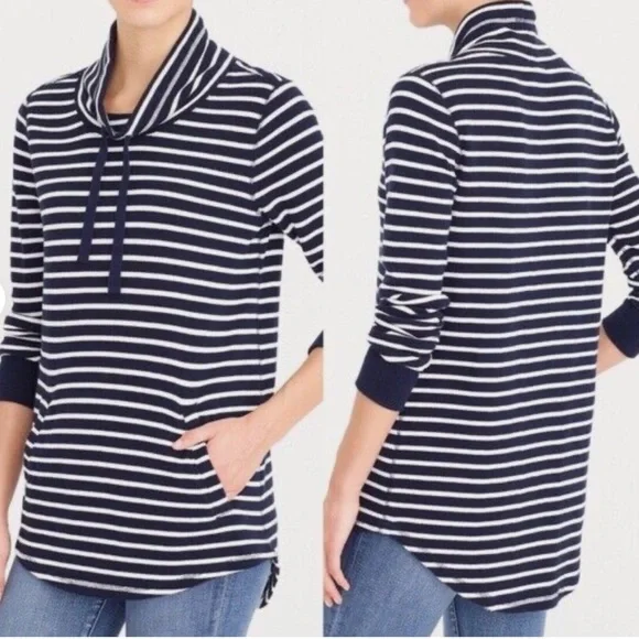 J Crew Factory striped funnel neck top - Picture 1 of 8